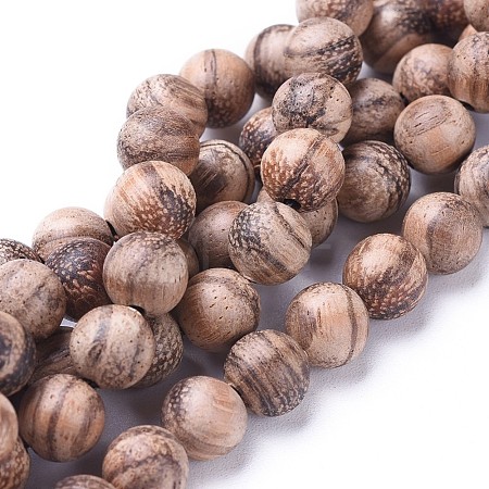 Natural Wood Beads Strands WOOD-F008-06-B-1