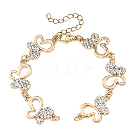 Alloy Crystal Rhinestone Hollow Butterfly Link Chain Bracelet Making AJEW-JB01648-1