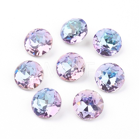Pointed Back & Back Plated Glass Rhinestone Cabochons RGLA-J012-8mm-001VL-1
