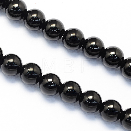 Round Natural Dyed & Heated Black Onyx Beads Strands G-S119-8mm-1