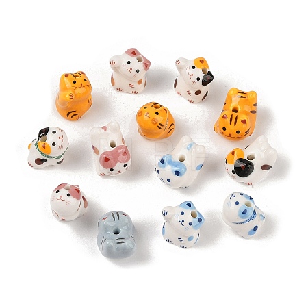Handmade Printed Porcelain Beads PORC-A026-02-1
