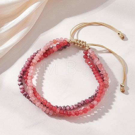Adjustable Dyed Natural Malaysia Jade Beaded Multi-strand Bracelets for Women Men BJEW-JB13577-02-1