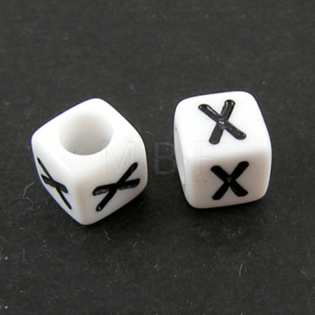 Letter Acrylic European Large Hole Beads X-OPDL-R050-10mm-X-1