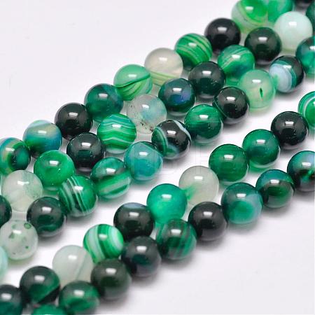 Natural Striped Agate/Banded Agate Bead Strands G-G962-8mm-05-1