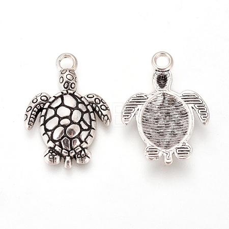 Tibetan Style Alloy Sea Turtle Pendants TIBEP-22101-AS-FF-1