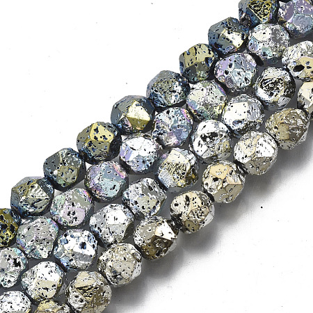 Electroplated Natural Lava Rock Beads Strands G-S352-31B-A-1