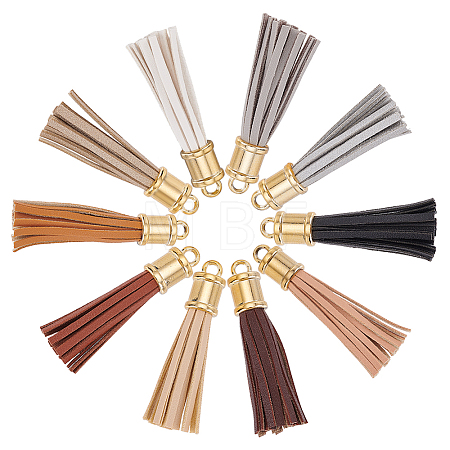 10Pcs 10 Colors Imitation Leather Big Tassel Pendants FIND-PH0008-25-1