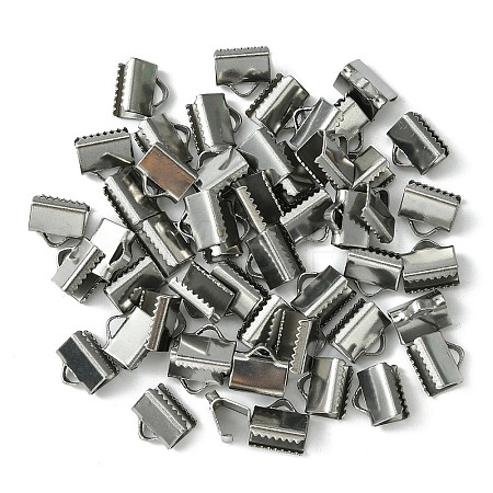 304 Stainless Steel Ribbon Crimp Ends STAS-YW0001-78B-1