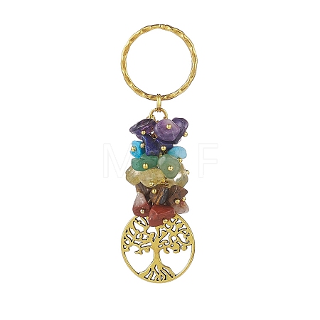 Chakra Natural Gemstone Chip Pendant Keychain KEYC-JKC00414-03-1