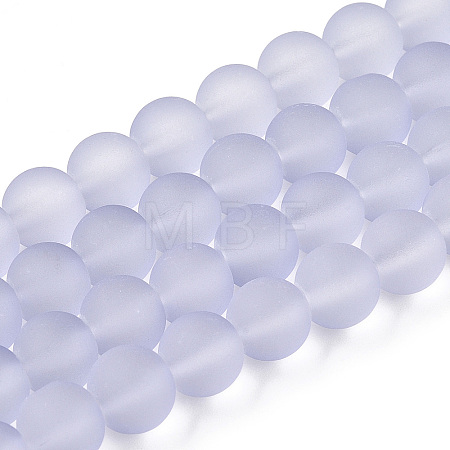Baking Paint Lilac Frosted Round Transparent Glass Bead Strands X-GLAA-S031-8mm-25-1