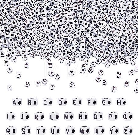 1300Pcs 26 Styles White Opaque Acrylic Beads MACR-UN0001-12-1