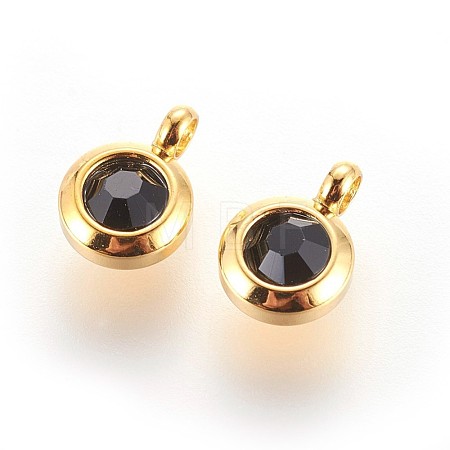 304 Stainless Steel Rhinestone Charms STAS-P237-10G-06-1
