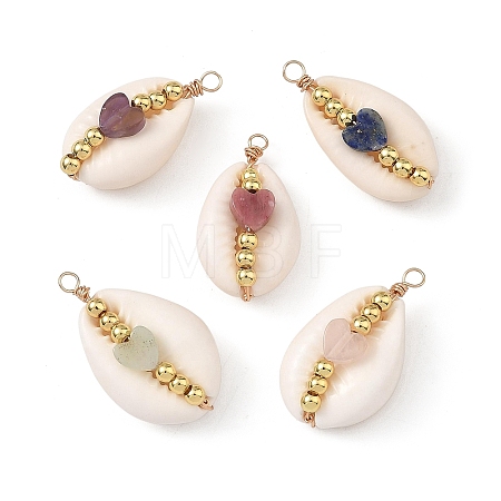 Natural Shell & Gemstone Pendants PALLOY-JF05916-02-1