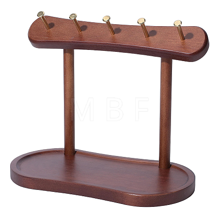 Desktop Wood Jewelry Display Racks with Oval Trays for Necklaces Rings Earrings Bracelets ODIS-WH0177-024-1