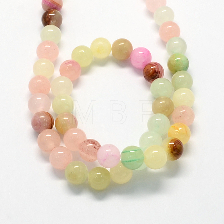 Natural Dyed Green Jade Gemstone Bead Strands G-R273-8mm-01-1
