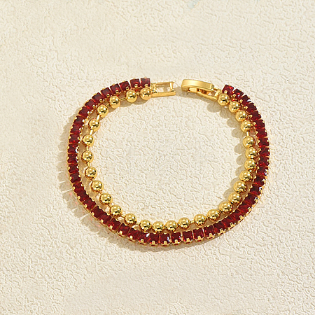 Elegant Brass Micro Pave Cubic Zirconia Tennis Bracelets DE3220-4-1