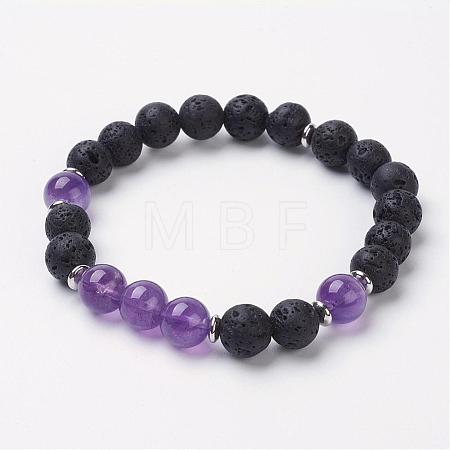 Natural Amethyst Stretch Bracelets BJEW-JB02754-04-1
