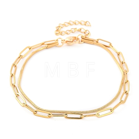 304 Stainless Steel Multi-Strand Chain Bracelets BJEW-G711-03F-G-1