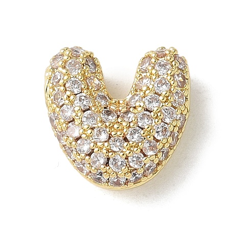 Brass Micro Pave Cubic Zirconia Beads X-KK-P290-61G-V-1