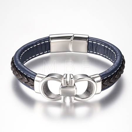 Men's Braided Leather Cord Bracelets BJEW-H559-15C-1