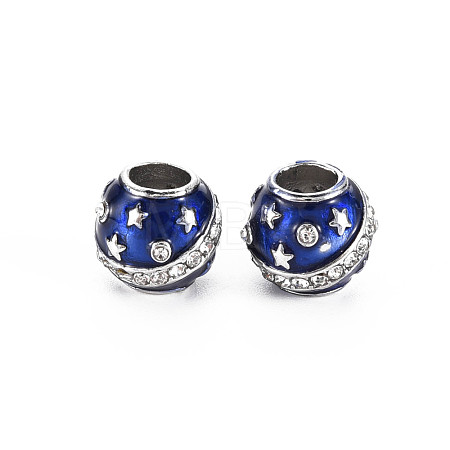 Rack Plating Alloy Enamel European Beads MPDL-N039-136-1