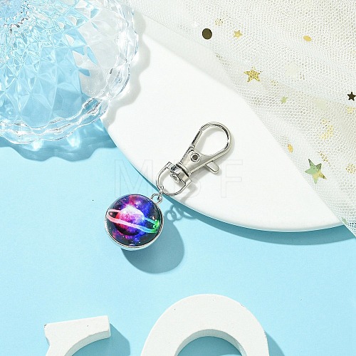 Galaxy Theme Luminous Glass Ball Pendant Decorations HJEW-JM02798-07-1