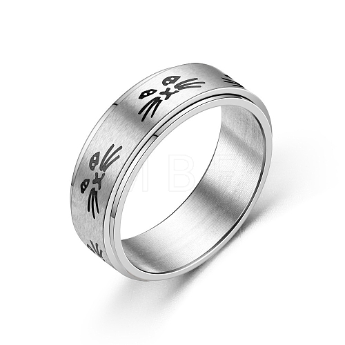 Rotating Stainless Steel Anxiety Relief Rings for Women Men PW-WG4928D-14-1