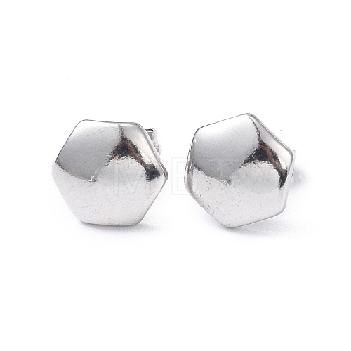 Non-Tarnish 304 Stainless Steel Hexagon Stud Earrings for Women EJEW-I285-04B-P-1