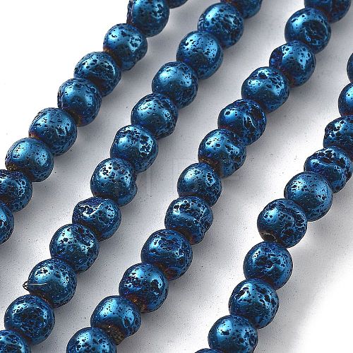 Electroplated Natural Lava Rock Beads Strands G-A251-B01-01E-1