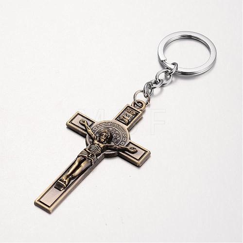 Crucifix Cross Alloy Keychain KEYC-M019-10AB-1