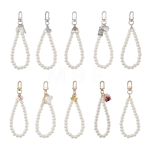 10Pcs 10 Styles Acrylic Pearl Beaded Pendant Decoration HJEW-JM02310-1