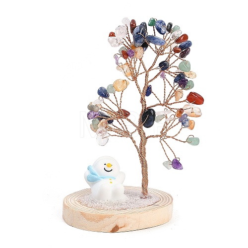 Natural Mixed Stone Chips Tree of Life Decorations DJEW-B013-03B-1