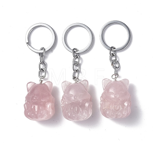 Natural Rose Quartz Keychains KEYC-P011-03P-10-1