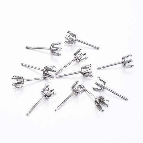 Tarnish Resistant 304 Stainless Steel Stud Earring Settings STAS-H376-97-1