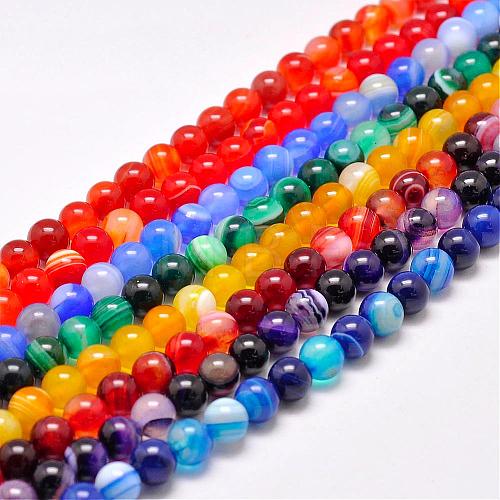 Natural Striped Agate/Banded Agate Bead Strands G-G962-10mm-M-1