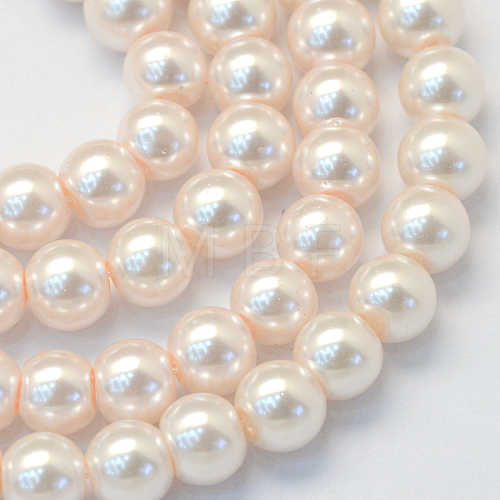 Baking Painted Pearlized Glass Pearl Round Bead Strands X-HY-Q330-8mm-41-1