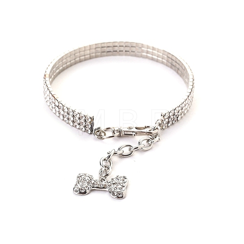 Adjustable 3-Row Alloy Rhinestone Cup Chain Pet Collars PW-WG33109-03-1