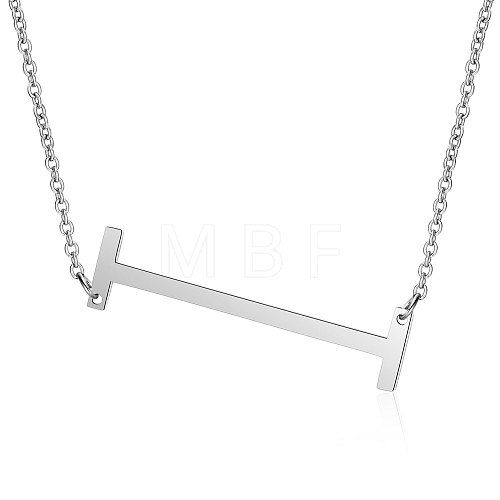 Non-Tarnish 201 Stainless Steel Initial Pendants Necklaces NJEW-S069-JN003D-I-1