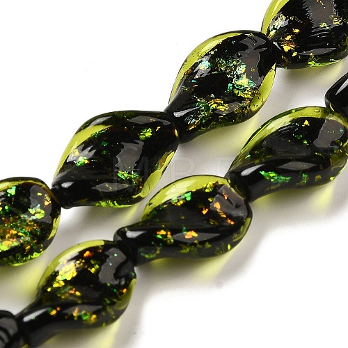 Handmade Dichroic Foil Glass Beads Strands DICH-U001-08B-1