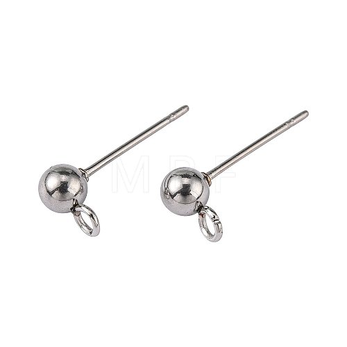 Non-Tarnish 304 Stainless Steel Ball Post Stud Earring Findings STAS-R043-1