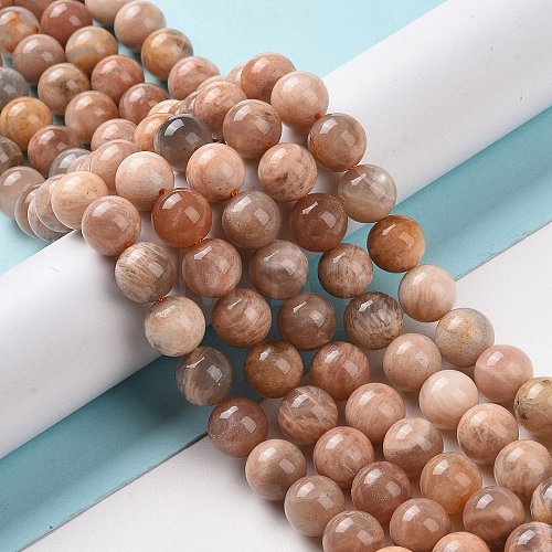 Round Natural Multi-Moonstone Beads Strands G-I176-09-8mm-1