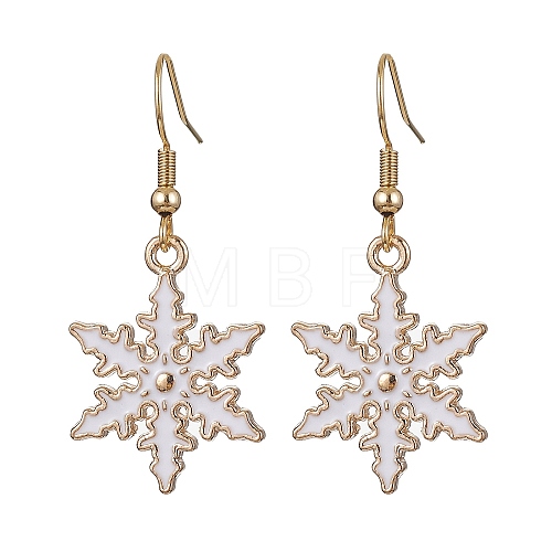 Alloy Enamel Snowflake Dangle Earrings EJEW-JE05549-1