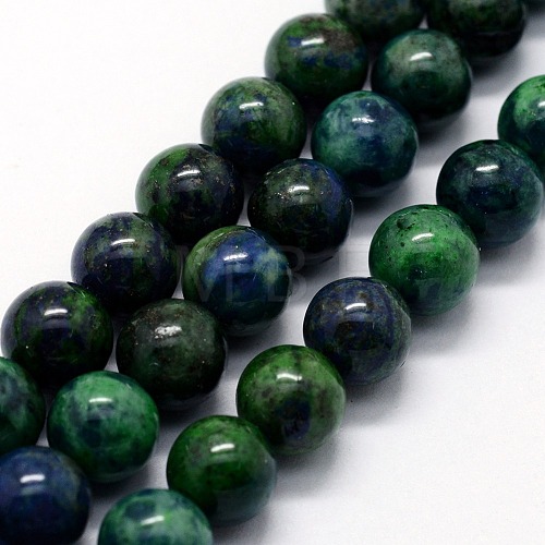 Natural Chrysocolla and Lapis Lazuli Beads Strands X-G-I199-37-8mm-1