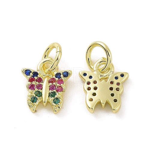 Brass Micro Pave Colorful Cubic Zirconia Charms KK-E068-VF102-1