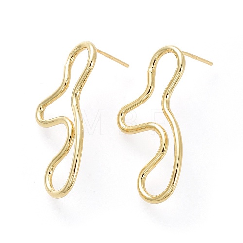 Brass Stud Earrings EJEW-L234-40G-1