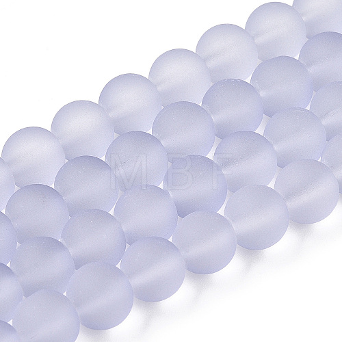 Lilac Frosted Round Transparent Glass Bead Strands X-GLAA-S031-8mm-25-1