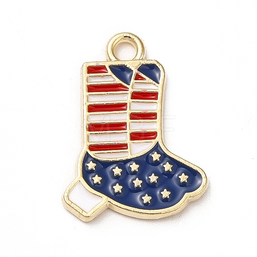 American Flag Style Alloy Enamel Pendants ENAM-M046-08G-1