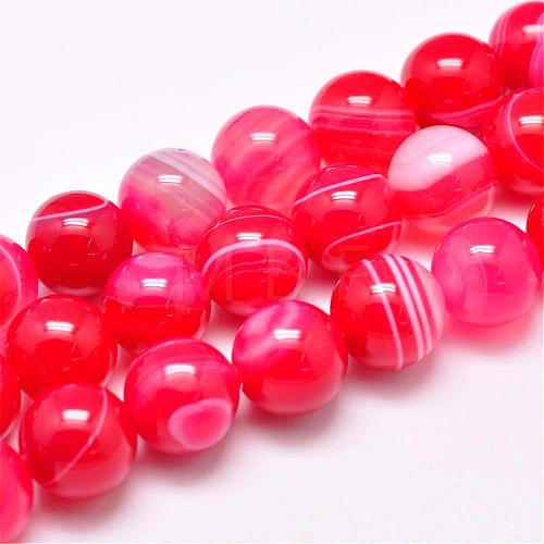 Natural Striped Agate/Banded Agate Bead Strands G-G962-10mm-04-1