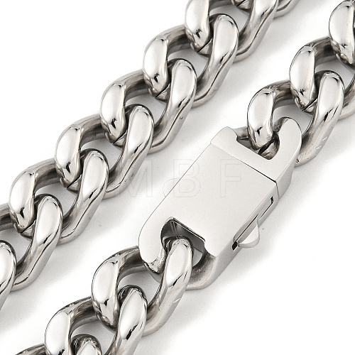 Non-Tarnish 201 Stainless Steel Cuban Link Chain Necklaces for Women and Men NJEW-F322-04P-01-1