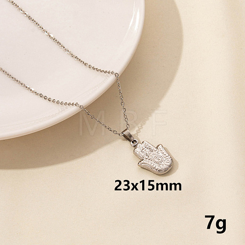 Stainless Steel Hamsa Hand Pendant Necklaces HK0528-7-1